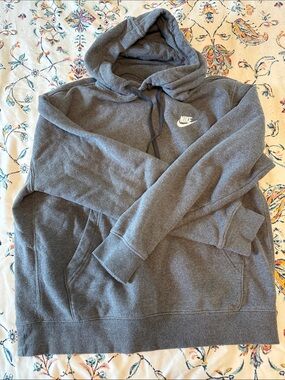 Nike Charcoal Gray Pullover Hoodie with White Swoosh